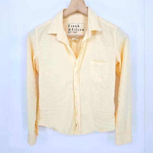 Frank Eileen Barry Shirt Solid yellow button long sleeve cotton size XS - Picture 2 of 13